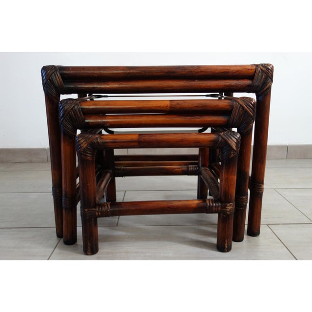 Vintage Rattan Nesting Tables, 1960s, Set of 3 For Sale - Image 16 of 17