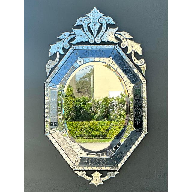 Mid 20th Century Vintage Italian Venetian Glass Mirror For Sale - Image 5 of 12