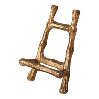 Vintage Miniature Hollywood Regency-Style Brass Faux Bamboo Tabletop Easel For Sale