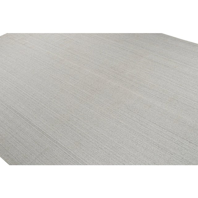 Rug & Kilim 2010s Rug & Kilim’s Modern Rug in Solid Gray and Off-White Striae - 11x19 For Sale - Image 4 of 6