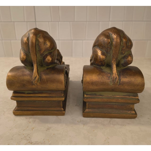 Andrea Sadek Objects d' Art. Gorgeous set of heavy regal bronze gilded bookends. A great accessory for traditional office,...