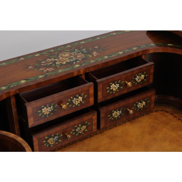 Maitland Smith Adams Style Paint Decorated Mahogany Carlton House Desk For Sale - Image 9 of 18