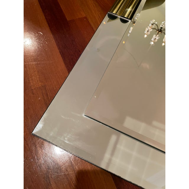 Brass Vintage 1980s Geometric Postmodern Triangular Wall Mirror With Brass Tubular Corner Details For Sale - Image 8 of 11