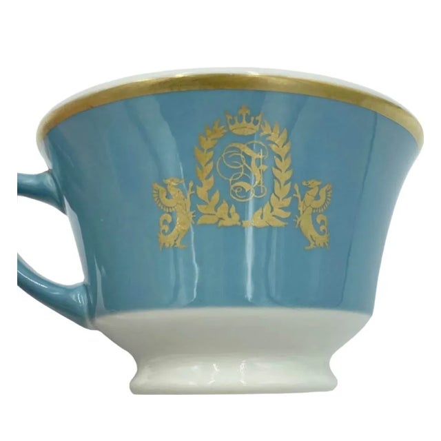 Mid-Century Modern Vintage Fontainebleau Miami Beach Hotel Blue Coffee Cup & Saucer For Sale - Image 3 of 12