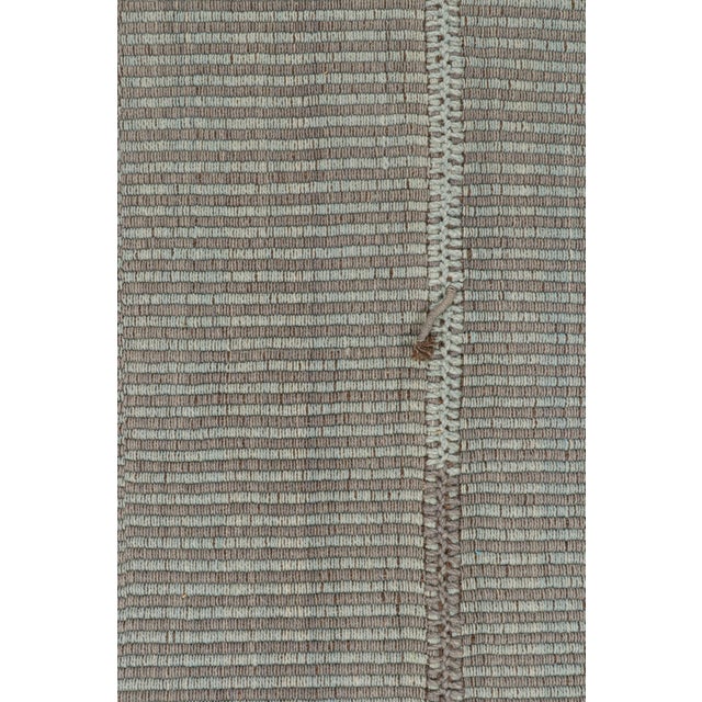 Contemporary Rug & Kilim’s Contemporary Custom Kilim in Blue With Gray Stripes For Sale - Image 3 of 7