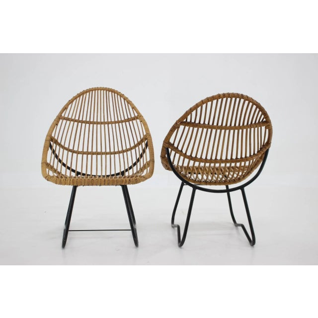 Set of Rattan Lounge Chairs by Uluv for Alan Fuchs, Czechoslovakia, 1960s For Sale - Image 4 of 9