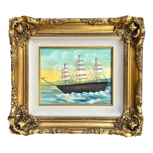 Folk Art Clipper Ship Watercolor