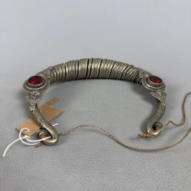 Torchon Necklace in Silver with Nomad Ethnic Red Glass For Sale - Image 6 of 11
