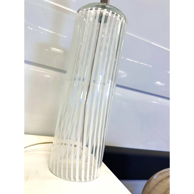 Mid-Century Modern Set of Two Milky-White “Canne Di Filigrana” Filigree Rods Murano Glass For Sale - Image 3 of 6