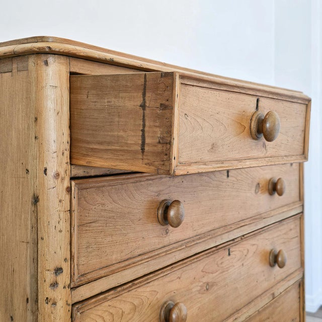 Stately Antique English Pine Chest of Drawers (Dresser) - Circa 1870 For Sale - Image 9 of 17