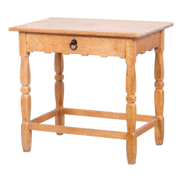 Danish Brutalist Oak Bedside Table by Henning Kjærnulf, 1960 For Sale