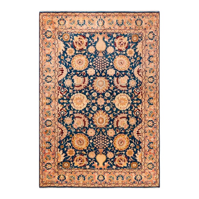 Mogul, One-of-a-Kind Hand-Knotted Area Rug in Blue, 6' 1" x 8' 10" For Sale