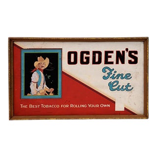 Circa 1930s Original Ogden's Tobacco Sign With Cowboy For Sale