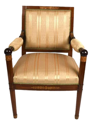 Antique French Empire-Style Ormolu-Mounted Upholstered Accent Chair