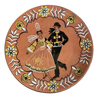Early 20th Century Henriot Quimper French Faience Plate With Dancing Couple For Sale