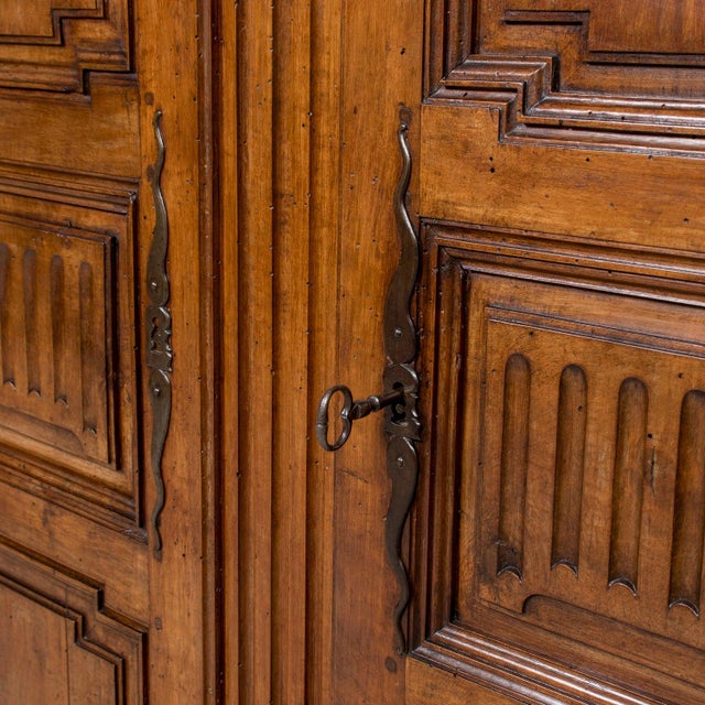 Rare 18th Century French Period Louis XVI Carved Walnut Armoire From Limoges For Sale - Image 15 of 17