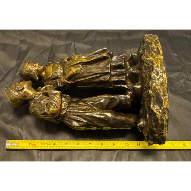 Metal Antique 1900s Joseph D’Aste Bronze Dutch Boy & Girl Couple D’enfants Hollandais For Sale - Image 7 of 9