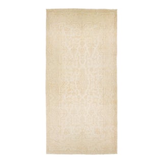 Oversized Antique Persian Kerman Wool Rug: Muted Champagne & Ivory Elegance For Sale