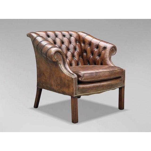 Brown Leather Club Armchair, 1880s For Sale - Image 11 of 11