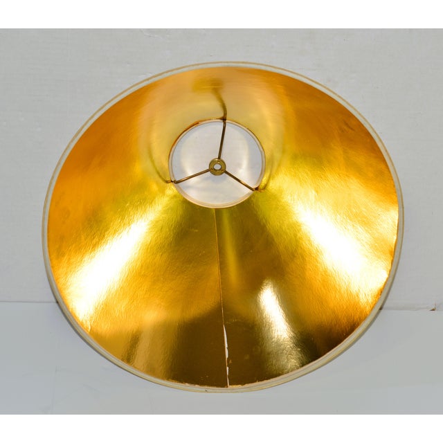 1970s Stiffel Cream Faux Embossed Snakeskin Brass Floor Lamp For Sale - Image 9 of 16