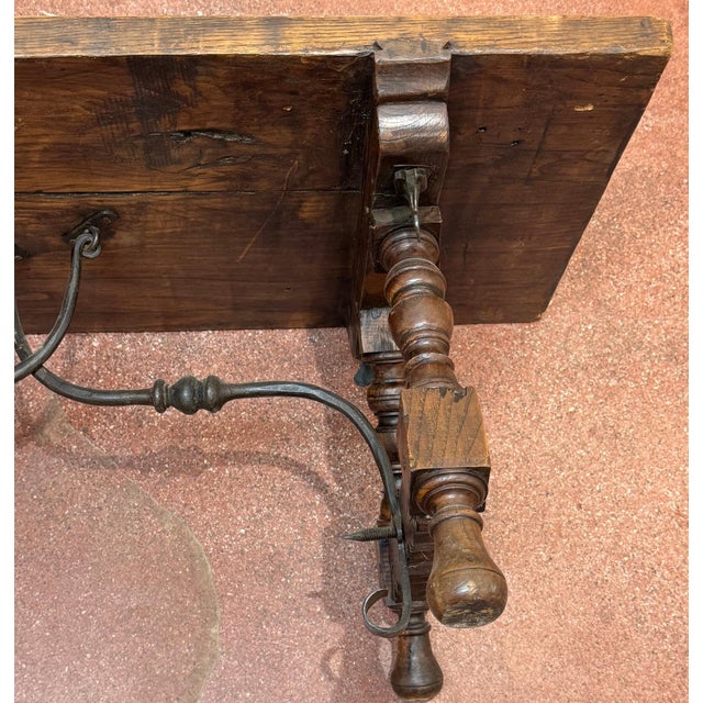 Spanish Castilian Refectory Style Walnut & Wrought Iron Coffee Table, Early 20th For Sale In Greensboro - Image 6 of 14