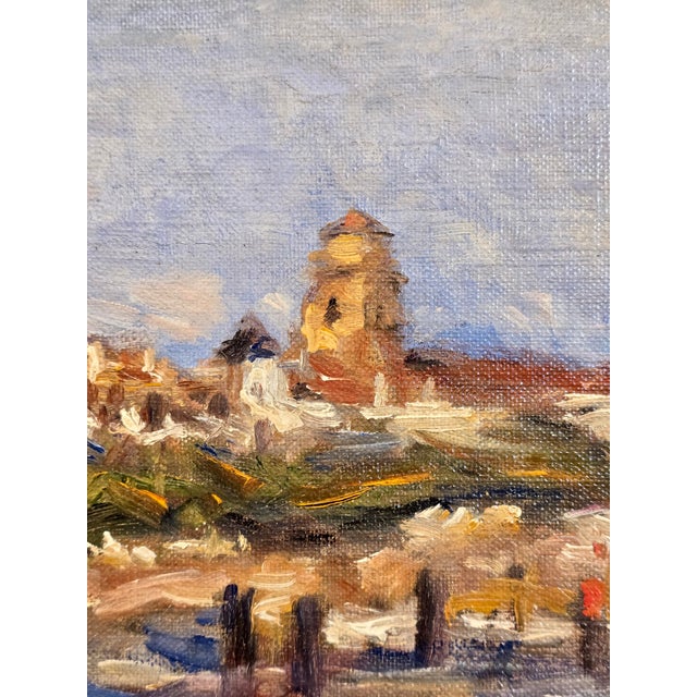1920s Lucien René Mignon -Costal French Town Scene -1920s Oil Painting For Sale - Image 5 of 9