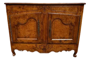 18th Century French Provinciale Louis XV Solid Burl Walnut Sideboard / Buffet