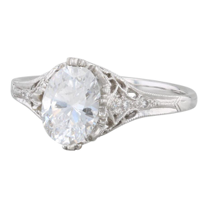 New Beverley K Oval Semi Mount Diamond Ring 14k White Gold Size 6.75 Filigree