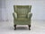 1960s, Scandinavian armchair. Original green furniture velour. Oak wood legs, brass springs in the seat. Original good...