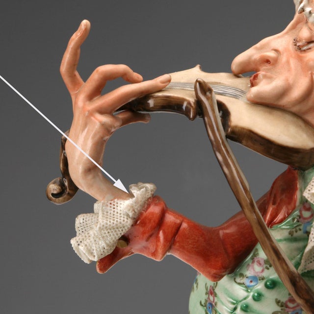 Ceramic Grotesque Violinist Figurine by Giuseppe Cappè for Capodimonte Factory For Sale - Image 7 of 13