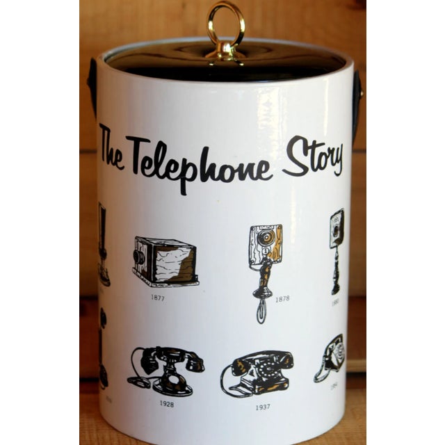 Mid-Century Modern Vintage Retro Mid Century Ice Bucket Barware the Telephone Story Vinyl Cooler For Sale - Image 3 of 9