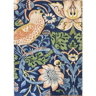 Morris & Co. Strawberry Thief Indigo/ Mineral Wallpaper, 4 Double Rolls For Sale