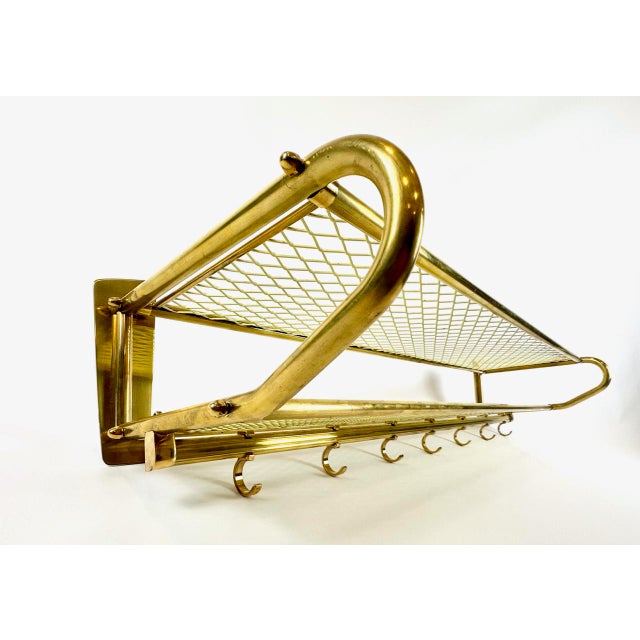 Large Mid-Century Modern Brass Wall-Mounted Coat Rack, 1950s For Sale - Image 17 of 17