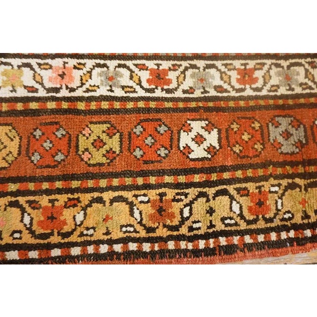 Brown 1930s Brown Geometric Tribal Antique Persian Kurdish Runner Carpet 3'10" X 13'2" Knotted Pile Rug For Sale - Image 8 of 15