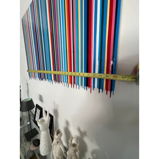 Abstract Gian Garafalo Signed Original Horizontal Drip Stripe on Wood For Sale - Image 3 of 4