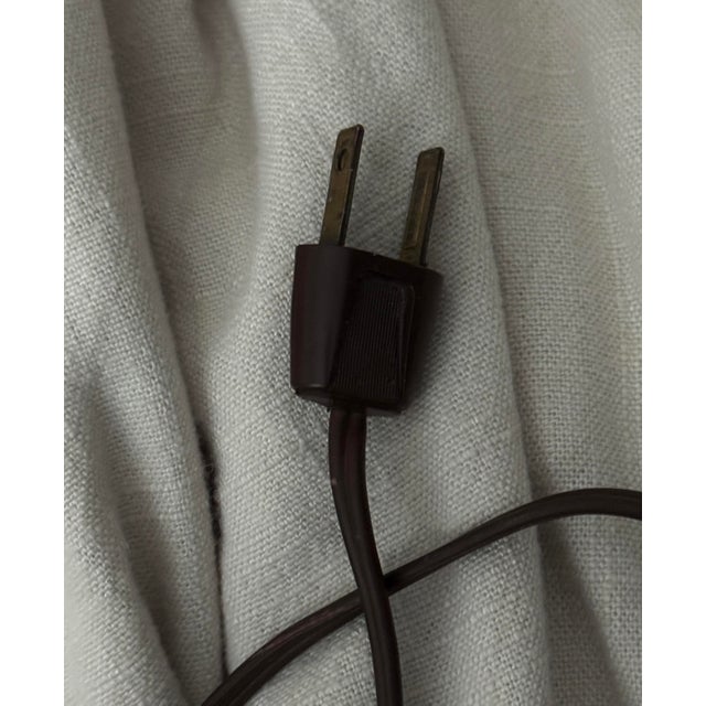 Mid-Century Modern 1960s Oversized Pair of Smoke Olive Glass Table Lamps With Tailored White Shades For Sale - Image 3 of 3