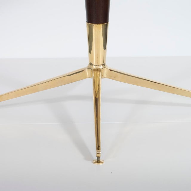 Mid-Century Modern Wood and brass table in the style of Cesare Lacca For Sale - Image 3 of 11