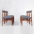 Six Italian-made dining chairs from the 1960s. Wooden frame, padded backrest and seat upholstered in baby blue faux...