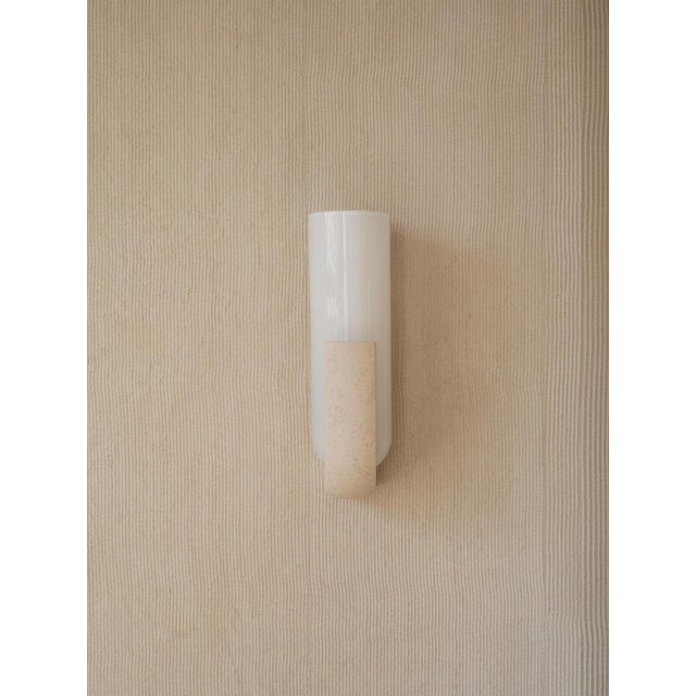 Glass Pluto Sconce in Ceramic Stone and White Glass by Farrah Sit For Sale - Image 7 of 11