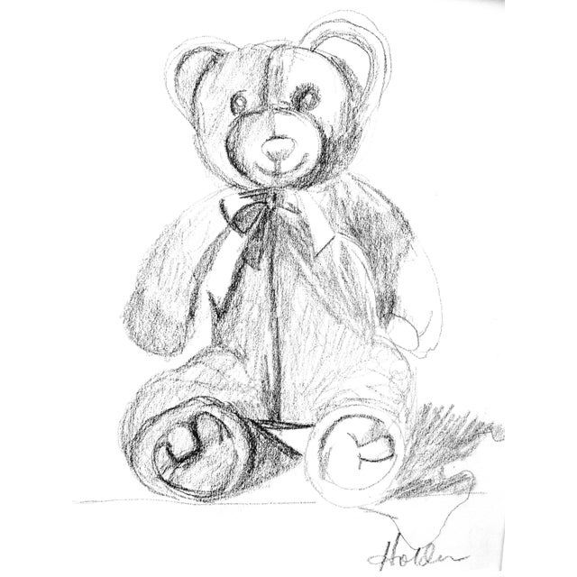 Contemporary Teddy Bear - Graphite Portrait by Martha Holden For Sale - Image 3 of 5