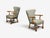 Mid-Century Modern Danish Cabinetmaker, Armchairs, Oak, Gray Wool, Denmark, 1950s For Sale - Image 3 of 12