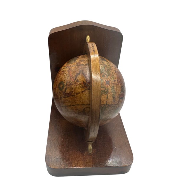 Vintage Olde World Globe Wooden Bookends Made in Italy - A Pair For Sale - Image 9 of 12