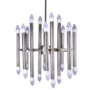 Gaetano Sciolari Modern Chrome Twenty Four Lights Chandelier, Mid 20th Century Italy For Sale