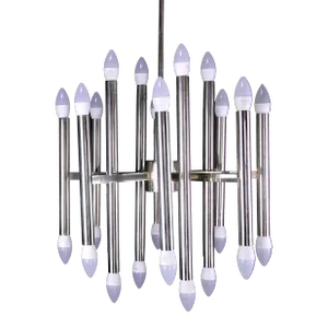 Gaetano Sciolari Modern Chrome Twenty Four Lights Chandelier, Mid 20th Century Italy