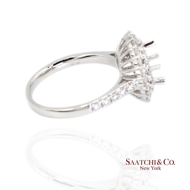 Metal Platinum 950 Natural Brilliant Diamond Semi Mount Ring Size 6.5 For Sale - Image 7 of 9