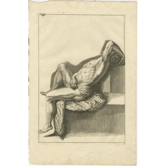 Academic Male Figure Study after de Lairesse German Drawing Manual c1745 This finely engraved academic study of the male...