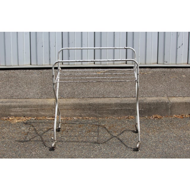1970s Vintage White Metal Foldable Table, 1970s For Sale - Image 5 of 18