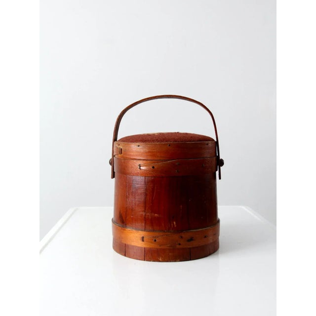 Antique Firkin Sugar Bucket With Needlepoint Lid Chairish