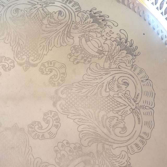 Silver Vintage Silver-Plated Metal Tray, 1960s For Sale - Image 8 of 9