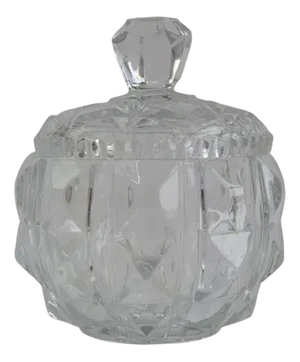 Vintage Bohemian Cut Crystal Sugar Bowl with Lid, 1960s